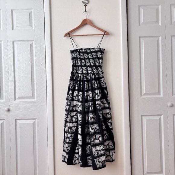 Ulla Johnson Akshara Hand Dyed Diamond Shibori Midi Dress in Paragon - Picture 8 of 14